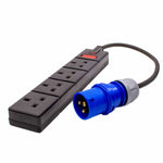 0.5 Meter Adapter 16A Plug 1P+N+E 230V - Masterplug Permaplug 13A 4 Gang Sockets